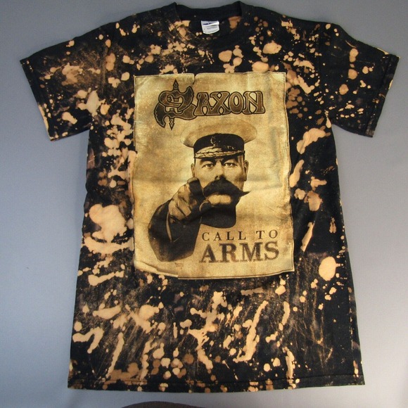 Saxon Call‎ to Arms Bleached Band T-Shirt Men's Size S Distressed Small - Picture 1 of 8